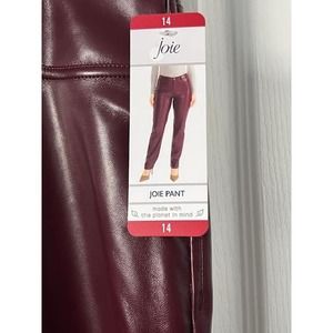 Joie Limited Edition Faux Leather Pants Burgundy Size 14